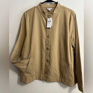J. Jill Tan Utility Jacket with Stand Collar